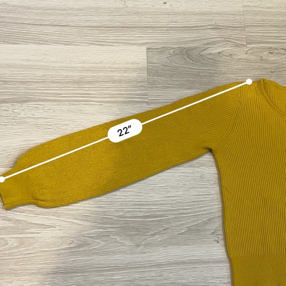 Aritzia Babaton Women's Mustard Yellow Wool Blend Sweater with Balloon Sleeve -S - Picture 8 of 9